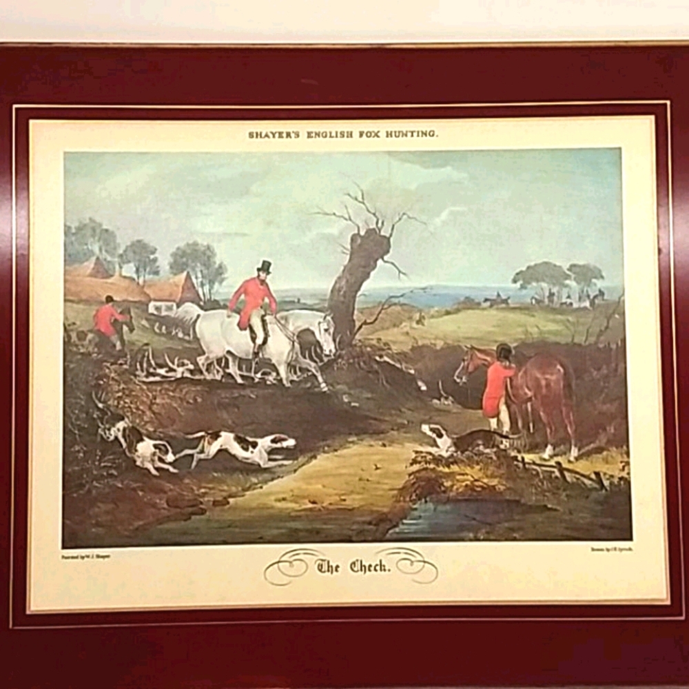 Vintage Shayers English Fox Hunting painting The Check